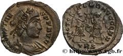 Roman coins CONSTANS Type : Centenionalis ou nummus  Date : 347-348  Mint name / Town : Trèves  Metal : copper  Diameter : 16,5  mm Orientation dies : 7  h. Weight : 1,71  g. Officine : 2e  Obverse le