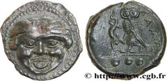 Greek Coins SICILY - KAMARINA Type : Tetras  Date : c. 420-410 AC.  Mint name / Town : Camarina, Sicile  Metal : copper  Diameter : 14,5  mm Orientation dies : 4  h. Weight : 3,09  g. Rarity : R1  Obv