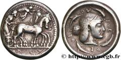 Greek Coins SICILY - SYRACUSE Type : Tétradrachme  Date : c. 475-470 AC.  Mint name / Town : Sicile, Syracuse  Metal : silver  Diameter : 25  mm Orientation dies : 6  h. Weight : 17,11  g. Rarity : R2