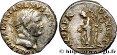 Roman coins VESPASIAN Type : Denier  Date : 70  Mint name / Town : Lyon  Metal : silver  Millesimal fineness : 900  ‰ Diameter : 17  mm Orientation dies : 6  h. Weight : 3,29  g. Rarity : R2  Obverse 