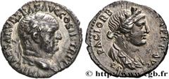 Roman coins VESPASIAN Type : Denier  Date : 71  Mint name / Town : Éphèse  Metal : silver  Millesimal fineness : 900  ‰ Diameter : 17  mm Orientation dies : 1  h. Weight : 3,09  g. Rarity : R2  Obvers
