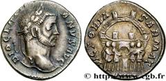 Roman coins DIOCLETIAN Type : Argenteus  Date : 298-299  Mint name / Town : Trèves  Metal : silver  Millesimal fineness : 900  ‰ Diameter : 17  mm Orientation dies : 6  h. Weight : 3,08  g. Rarity : R