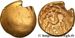 Celtic coins AMBIANI (Area of Amiens) Type : Statère d'or uniface, revers aux esses et au globule perlé  Date : c. 60-50 AC.  Mint name / Town : Amiens (80)  Metal : gold  Diameter : 17,5  mm Weight :