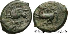 Greek Coins SICILY - ALASEA (KAINON) Type : Hemilitron  Date : c. 350 AC.  Mint name / Town : Kainon, Sicile  Metal : copper  Diameter : 23  mm Orientation dies : 3  h. Weight : 9,67  g. Rarity : R2  