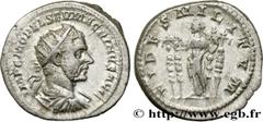 Roman coins MACRINUS Type : Antoninien  Date : juin - juillet  Date : 217  Mint name / Town : Rome  Metal : silver  Millesimal fineness : 500  ‰ Diameter : 22  mm Orientation dies : 7  h. Weight : 5,4