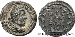 Roman coins MACRINUS Type : Denier  Date : octobre - décembre  Date : 217  Mint name / Town : Rome  Metal : silver  Millesimal fineness : 500  ‰ Diameter : 20  mm Orientation dies : 1  h. Weight : 3,6