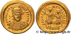 Roman coins THEODOSIUS II Type : Solidus  Date : c. 425-429  Mint name / Town : Constantinople  Metal : gold  Diameter : 21,5  mm Orientation dies : 5  h. Weight : 4,46  g. Rarity : R1  Officine : 6e 