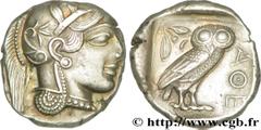 ATTIQUE - ATHENES(Ve siècle avant J.-C.) Tétradrachme N° v36_0136    Date : c. 440 AC. Nom de l'atelier : Athènes Métal : argent Diamètre : 25mm Axe des coins : 1h. Poids : 17,13g. Etat de conservatio
