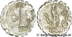 ROSCIA(64 avant J.-C.)Lucius Roscius Fabatus Denier serratus N° v36_0328    Date : 64 AC. Nom de l'atelier : Rome Métal : argent Diamètre : 19,5mm Axe des coins : 6h. Poids : 3,95g. Degré de rareté : 