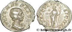 JULIA MAESA(+223 ou 226)Julia MوsaSœur de Julia Domna, mère de Julia Soémias et de Julia Mamée, grand-mère d'Elagabal et d'Alexandre Sévère - Augusta(218-223/226) Denier N° v36_0548    Date : 220-222 