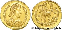 ARCADIUS(19/01/383-1/05/408)Flavius Arcadius Solidus N° v36_1107    Date : 395-402 Nom de l'atelier : Emilie, Milan Métal : or Diamètre : 20,5mm Axe des coins : 6h. Poids : 4,43g. Degré de rareté : R2