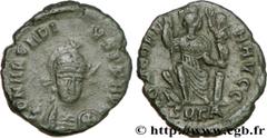 ARCADIUS(19/01/383-1/05/408)Flavius Arcadius Nummus, (PB, ئ 3) N° v36_1110    Date : 401-403 Nom de l'atelier : Mysie, Cyzique Métal : cuivre Diamètre : 18mm Axe des coins : 6h. Poids : 2,58g. Degré d