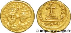 HERACLIUS et HERACLIUS CONSTANTIN(22/01/613-4/07/638) Solidus globulaire N° v36_1169    Date : 615-616 Nom de l'atelier : Afrique, Carthage Métal : or Diamètre : 13,5mm Axe des coins : 6h. Poids : 4,4
