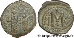 HERACLIUS et HERACLIUS CONSTANTIN(22/01/613-4/07/638) Follis surfrappé N° v36_1171    Date : 616-617 Nom de l'atelier : Séleucie d’Isaurie Métal : cuivre Diamètre : 31mm Axe des coins : 5h. Poids : 9,