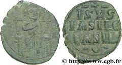 CONSTANTIN IX MONOMACHUS(12/06/1042-11/01/1055) Follis anonyme, imitation N° v36_1192    Date : c. 1050 Nom de l'atelier : Constantinople Métal : cuivre Diamètre : 29mm Axe des coins : 5h. Poids : 10,