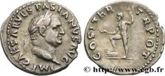 Roman coins VESPASIAN Type : Denier  Date : 70  Mint name / Town : Rome  Metal : silver  Millesimal fineness : 900  ‰ Diameter : 19  mm Orientation dies : 6  h. Weight : 3,18  g. Rarity : R2  Officine