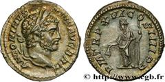Roman coins CARACALLA Type : Denier  Date : 213  Mint name / Town : Rome  Metal : silver  Millesimal fineness : 550  ‰ Diameter : 19  mm Orientation dies : 12  h. Weight : 3,15  g. Officine : 5e  Obve