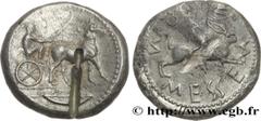 Greek Coins SICILY - MESSANA Type : Tétradrachme  Date : c. 480-461 AC.  Mint name / Town : Sicile, Messine  Metal : silver  Diameter : 25,5  mm Orientation dies : 6  h. Weight : 17,26  g. Rarity : R2