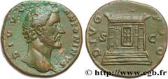 Roman coins DIVUS ANTONINUS PIUS Type : Sesterce  Date : 162  Mint name / Town : Rome  Metal : copper  Diameter : 30  mm Orientation dies : 12  h. Weight : 24,56  g. Rarity : R1  Officine : 6e  Obvers
