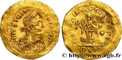 Byzantine coins JUSTINIAN I Type : Tremissis   Date : 527-565  Mint name / Town : Constantinople  Metal : gold  Millesimal fineness : 1000  ‰ Diameter : 17  mm Orientation dies : 6  h. Weight : 1,47  