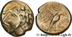 Celtic coins GALLIA - CARNUTES (Beauce area) Type : Hémistatère d’or à l’aigle, tête à gauche  Date : Ier siècle avant J.-C.  Mint name / Town : Chartres (28)  Metal : gold  Diameter : 14  mm Orientat