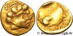 Celtic coins VENETI (Area of Vannes) Type : Quart de statère d’or au sanglier en cimier  Date : IIe siècle avant J.-C.  Mint name / Town : Vannes (56)  Metal : gold  Diameter : 11  mm Weight : 1,65  g