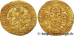 Feudal coins BRITTANY - DUCHY OF BRITTANY - JOHN V Type : Cavalier d'or ou franc à cheval ou florin d'or  Date : n.d.  Mint name / Town : Nantes  Metal : gold  Diameter : 25,5  mm Orientation dies : 1