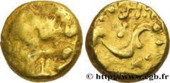 Celtic coins AMBIANI (Area of Amiens) Type : Statère d'or biface au flan court  Date : c. 80-50 AC.  Mint name / Town : Amiens (80)  Metal : gold  Diameter : 15  mm Weight : 7,57  g. Rarity : R2  Obve