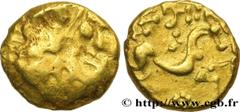 Celtic coins AMBIANI (Area of Amiens) Type : Statère d'or biface au flan court  Date : c. 80-50 AC.  Mint name / Town : Amiens (80)  Metal : gold  Diameter : 16,5  mm Weight : 7,65  g. Rarity : R2  Ob