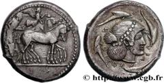 Greek Coins SICILY - SYRACUSE Type : Tétradrachme  Date : c. 480/478 - 475 AC.  Mint name / Town : Syracuse, Sicile  Metal : silver  Diameter : 25  mm Orientation dies : 6  h. Weight : 17,07  g. Rarit