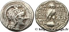 Greek Coins ATTICA - ATHENS Type : Tétradrachme stéphanophore  Date : c. 119-118 AC.  Mint name / Town : Athènes, Attique  Metal : silver  Diameter : 27  mm Orientation dies : 12  h. Weight : 16,53  g