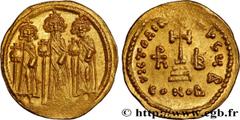 Byzantine coins HERACLIUS, HERACLIUS CONSTANTINE and HERACLONAS Type : Solidus  Date : 638-639  Mint name / Town : Constantinople  Metal : gold  Millesimal fineness : 1000  ‰ Diameter : 20,5  mm Orien