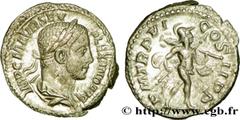 ALEXANDRE SEVERE(10/05/221-22/03/235)Marcus Aurelius Severus AlexanderAuguste (13/03/222-22/02/235) Denier N° v38_0748    Date : 227 Nom de l'atelier : Rome Métal : argent Diamètre : 20mm Axe des coin