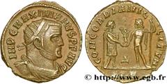 GALERE(1/03/293-5/05/311)Galerius Valerius MaximianusAuguste(1/05/305-5/05/311) Pseudo aurelianus ou néo-aurelianus N° v38_1158    Date : 305-306 Nom de l'atelier : Egypte, Alexandrie Métal : cuivre D