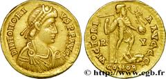 HONORIUS(22/01/393-15/08/423)Flavius Honorius Solidus N° v38_1355    Date : 402-403 Nom de l'atelier : Flaminie, Ravenne Métal : or Diamètre : 20mm Axe des coins : 12h. Poids : 4,45g. Etat de conserva