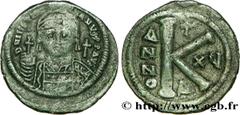 JUSTINIEN Ier(1/08/527-14/11/565) Demi-follis N° v38_1388    Date : 541-542 Nom de l'atelier : Nicomédie Métal : cuivre Diamètre : 30mm Axe des coins : 12h. Poids : 11,93g. Degré de rareté : R1 Etat d