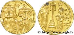 CONSTANS II, CONSTANTIN IV, HERACLIUS et TIBERE(2/08/659-15/07/668) Solidus N° v38_1417    Date : 661-663 Nom de l'atelier : Constantinople Métal : or Diamètre : 18mm Axe des coins : 6h. Poids : 4,36g