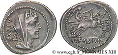 FABIA(102 avant J.-C.)Caius Fabius Hadrianus Denier N° v13_0039    Date : 102 AC. Nom de l'atelier : Rome Métal : argent Diamètre : 20,5mm Axe des coins : 7h. Poids : 3,98g. Degré de rareté : R1 Etat 