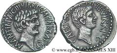 MARC ANTOINE et OCTAVE(41 avant J.-C.)Marcus Antonius, Caius Julius Cوsar Octavianus Denier N° v13_0122    Date : c. 41 AC. Nom de l'atelier : Asie, Ephèse Métal : argent Diamètre : 18mm Axe des coins