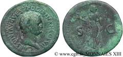 DOMITIEN(12/69-18/09/96)Titus Flavius DomitianusCésar sous Titus(24/06/79-13/09/81) As, (MB, ئ 27) N° v13_0199    Date : 80 Nom de l'atelier : Rome Métal : cuivre Diamètre : 27mm Axe des coins : 6h. P