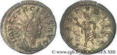 TACITE(11-12/275-06/276)Marcus Claudius Tacitus Aurelianus N° v13_0848    Date : 01-02/276 Nom de l'atelier : Gaule, Lyon Métal : billon Diamètre : 22mm Axe des coins : 12h. Poids : 3,55g. Etat de con