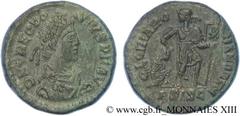THEODOSE Ier(19/01/379-17/01/395)Flavius Theodosius Nummus, (ئ 3) N° v13_1382    Date : 379 Nom de l'atelier : Savie, Siscia Métal : cuivre Diamètre : 18mm Axe des coins : 6h. Poids : 2,37g. Degré de 
