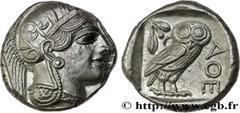 Greek Coins ATTICA - ATHENS Type : Tétradrachme  Date : c. 430 AC.  Mint name / Town : Athènes  Metal : silver  Diameter : 24  mm Orientation dies : 12  h. Weight : 17,22  g. Obverse legend : Anépigra