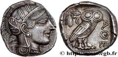 Greek Coins ATTICA - ATHENS Type : Tétradrachme  Date : c. 430 AC.  Mint name / Town : Athènes  Metal : silver  Diameter : 24,5  mm Orientation dies : 9  h. Weight : 17,22  g. Obverse legend : Anépigr