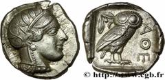 Greek Coins ATTICA - ATHENS Type : Tétradrachme  Date : c. 430 AC.  Mint name / Town : Athènes  Metal : silver  Diameter : 25  mm Orientation dies : 3  h. Weight : 17,23  g. Obverse legend : Anépigrap