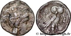 Greek Coins CALABRIA - TARAS Type : Drachme  Date : c. 302-281 AC.  Mint name / Town : Tarente, Calabre  Metal : silver  Diameter : 15  mm Orientation dies : 12  h. Weight : 2,73  g. Rarity : R1  Obve