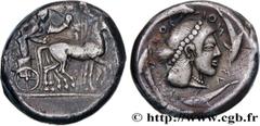Greek Coins SICILY - SYRACUSE Type : Tétradrachme  Date : c. 475-470 AC.  Mint name / Town : Syracuse, Sicile  Metal : silver  Diameter : 23  mm Orientation dies : 2  h. Weight : 17,19  g. Rarity : R2