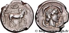 Greek Coins SICILY - SYRACUSE Type : Tétradrachme  Date : c. 450-440 AC.  Mint name / Town : Syracuse, Sicile  Metal : silver  Diameter : 26,5  mm Orientation dies : 9  h. Weight : 17,27  g. Rarity : 