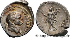Roman coins VESPASIAN Type : Denier  Date : 77  Mint name / Town : Rome  Metal : silver  Millesimal fineness : 900  ‰ Diameter : 19  mm Orientation dies : 6  h. Weight : 3,40  g. Rarity : R1  Obverse 