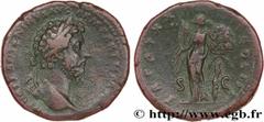 Roman coins MARCUS AURELIUS Type : Sesterce  Date : août - décembre  Date : 166  Mint name / Town : Rome  Metal : copper  Diameter : 31,5  mm Orientation dies : 6  h. Weight : 24,81  g. Rarity : R1  O